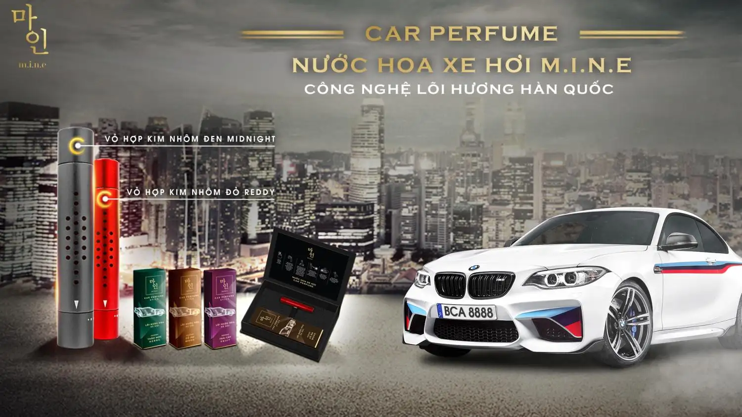 Car Perfume - Nước Hoa Xe Hơi Mine - Công Nghệ Lõi Hương Hàn Quốc - Vỏ Hợp Kim Nhôm - 1Mall.vn