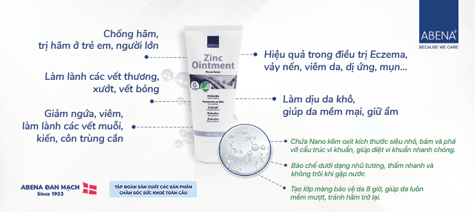 Kem trị hăm da đa năng Abena Zinc Ointment 15ml (6) Kem hăm da đa năng Abena Zinc Ointment