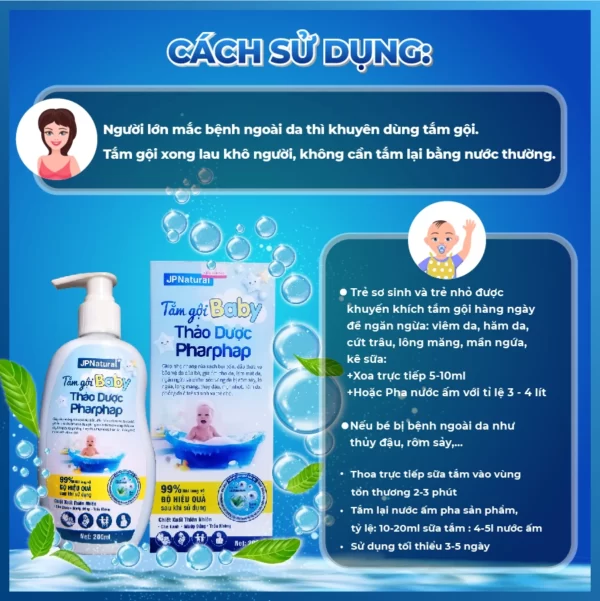 Cách Sử Dụng Dầu Tắm Gội Baby Thảo Dược Pharpharp Jpnatural 2in1 - 1Mall.vn