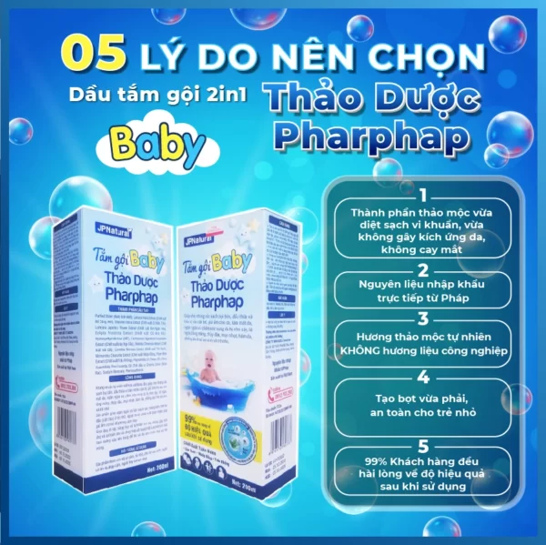 Ưu điểm Dầu Tắm Gội Baby Thảo Dược 2in1 Pharpharp Jpnatural - 1Mall.vn