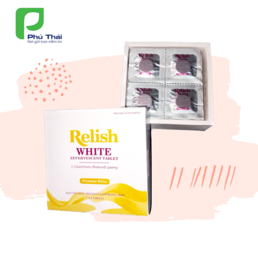 Relish White - Phú Thái - cung cấp 500mg Glutathione mỗi viên sủi - 1Mall.vn