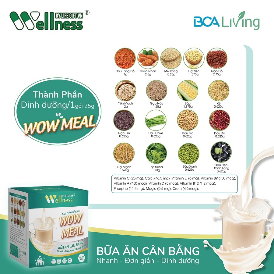 Thành phần Thực phẩm bổ sung dinh dưỡng WOW MEAL - Bữa ăn cân bằng cho gia đình - 1Mall.vn